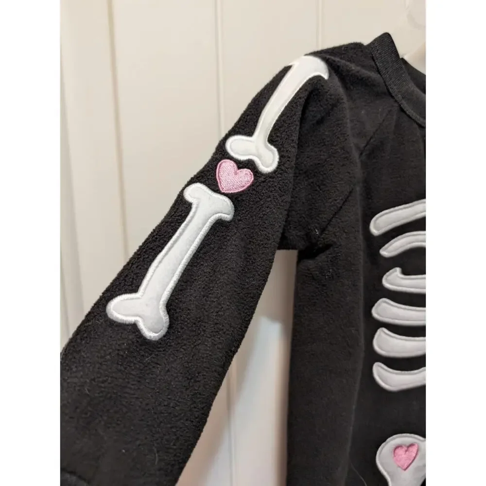 PJ & Pumpkins Halloween Skeleton Costume Toddler One-Piece Hearts Girls Size 12M